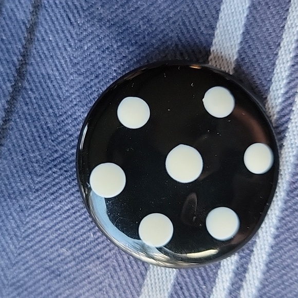 Vintage black with white polka dot pierced earrings - Picture 5 of 7